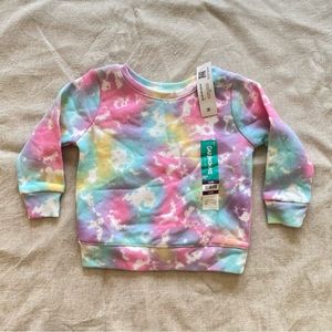 NWT Garanimals Baby Girl Crewneck Sweater tie-die Colorful Rainbow 12 Months